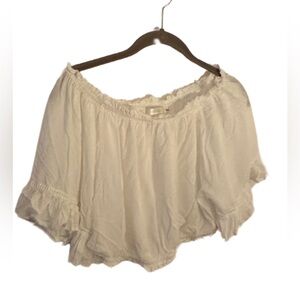 White Ruffled Puff Sleeve Crop Top